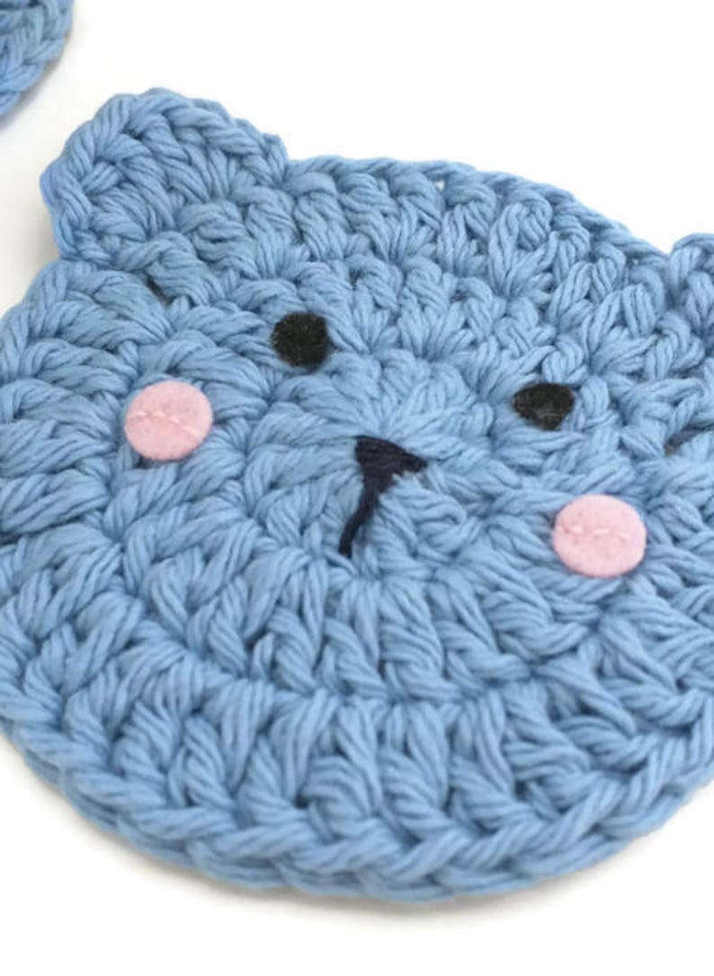 Crochet Bear Head Coasters Set of 2 or 4 Crochet Coaster Etsy