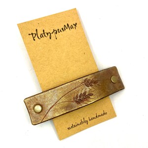 Copper / Rose Gold Wheat Stalk Leather Nature Print Hair Barrette - Large Handmade Ladies (Adult) French Hair Clip for Long and Thick Hair