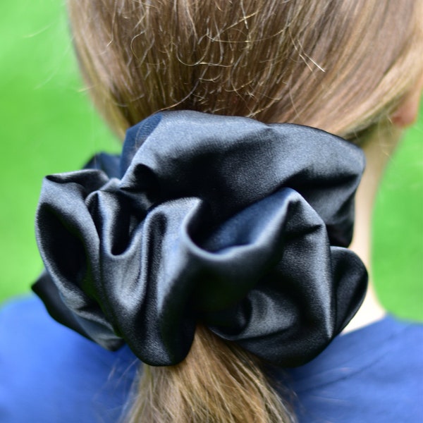 XXL Black Satin Scrunchy, Jet Black Scrunchie, Gigantic Scrunchy, Jumbo Scrunchie, Hair Accessory, Gift For Her, Extra Large Scrunchy