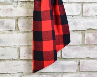 Red Buffalo Plaid Wreath Sash, Red and Black Check, Holidays Home Decor, Embroidery Blank