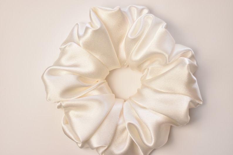 XXL Cream Satin Scrunchy Oversized Diamond White Scrunchie image 3