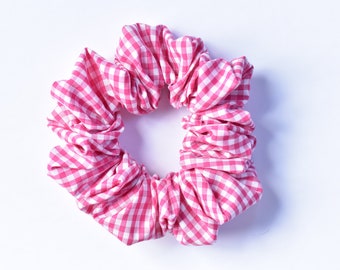 Pink Gingham Scrunchie, White and Pink Scrunchie