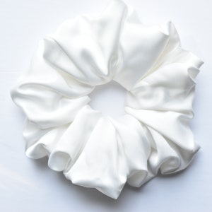 Jumbo White Satin Scrunchie, Oversized XXL Scrunchie, Extra Large Scrunchy