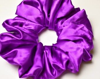 XXL Violet Purple Satin Scrunchie, Royal Purple Scrunchie, Oversized Jumbo Satin Scrunchy,  Extra Large Scrunchy