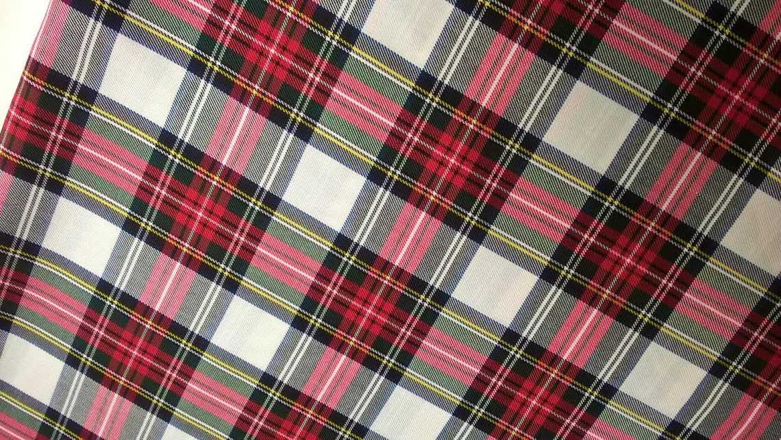 White Tartan Fabric White and Red Plaid Red Tartan Stewart | Etsy