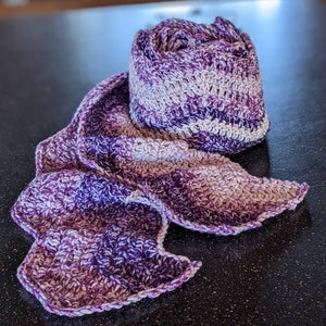 Ludicrous Length Scarf squishy soft, warm, purple ripple scarf ready made and ready to ship great gift for anyone image 3