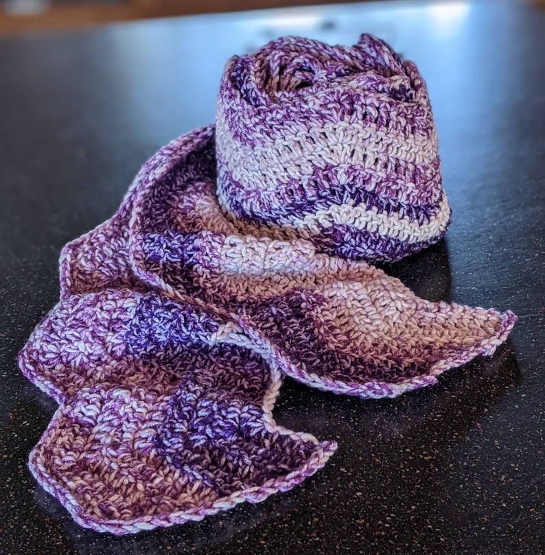 Ludicrous Length Scarf squishy soft, warm, purple ripple scarf ready made and ready to ship great gift for anyone image 3