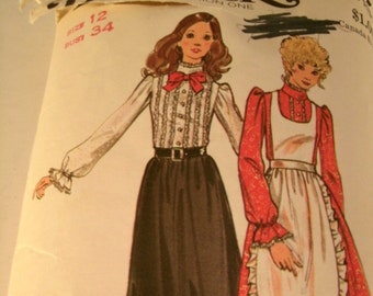 Vintage 1970s Dresses and Pinafore, Butterick Sewing Pattern, 6445, Size 12, Bust 34 Inches