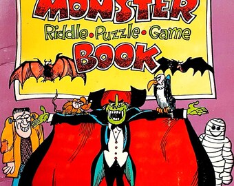 The Monster Riddle, Puzzle, Game Book, David Gantz, 1979, Vintage 1970s, Kids, Halloween