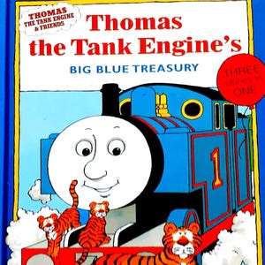 Thomas The Tank Engine&#39;s Big Blue Treasury, Christopher Awdry, 1995, 3 Stories, Vintage 90s Kids Book