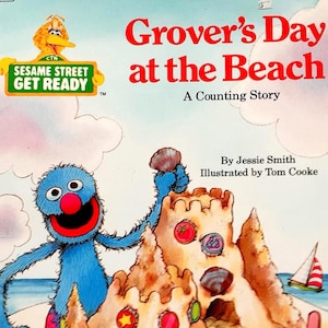 Grover&#39;s Day at the Beach, A Counting Story, Sesame Street, 1988, Vintage 80s Kids Book