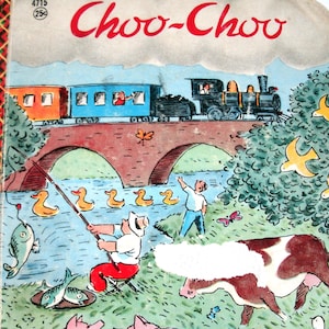 Choo-Choo, Oscar Fabres, 1957, Vintage Bonnie Book, Trains, 1950s, Children&#39;s