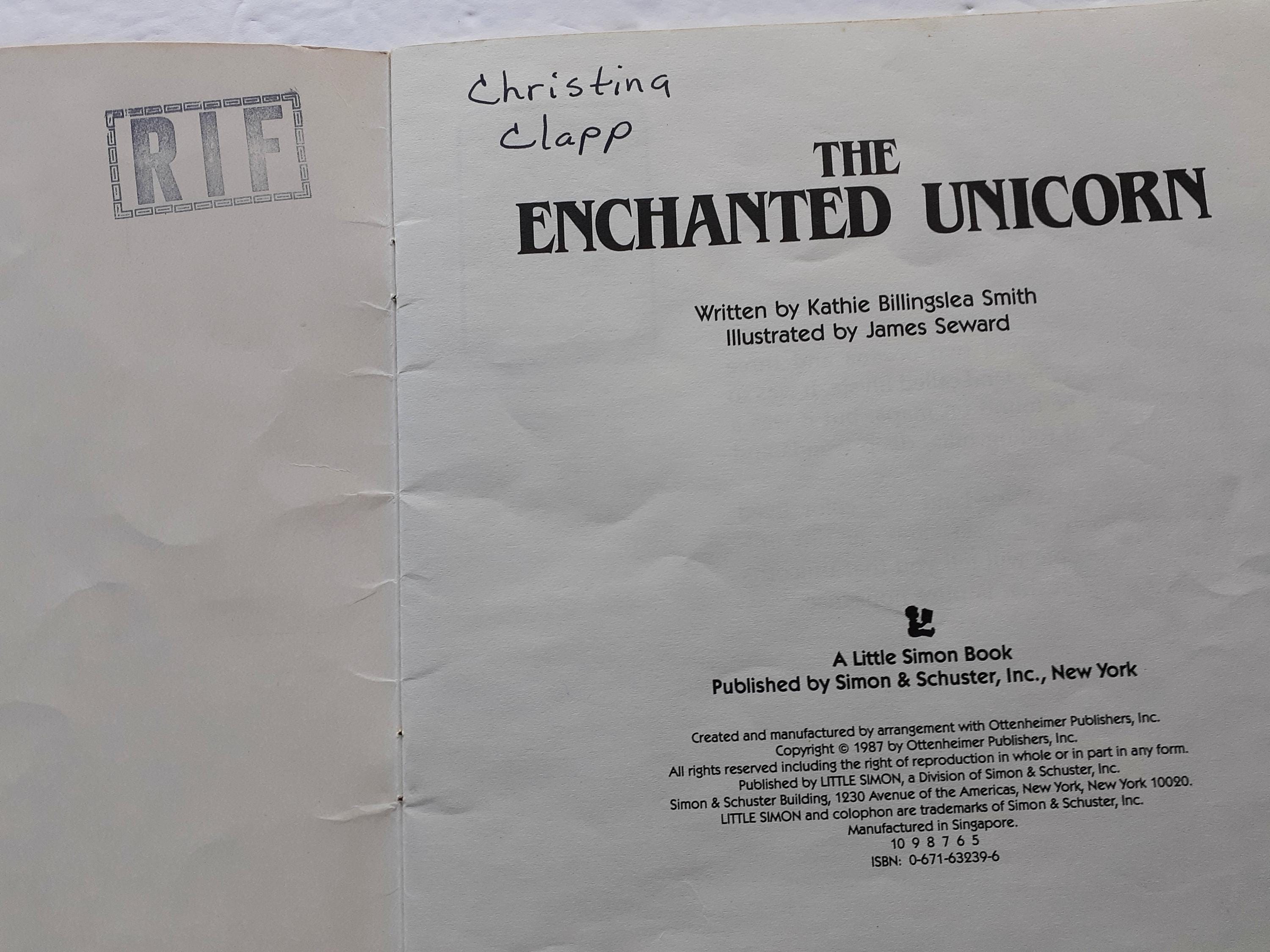 The Enchanted Unicorn, Kathie Billingslea Smith, Vintage 80s Kids