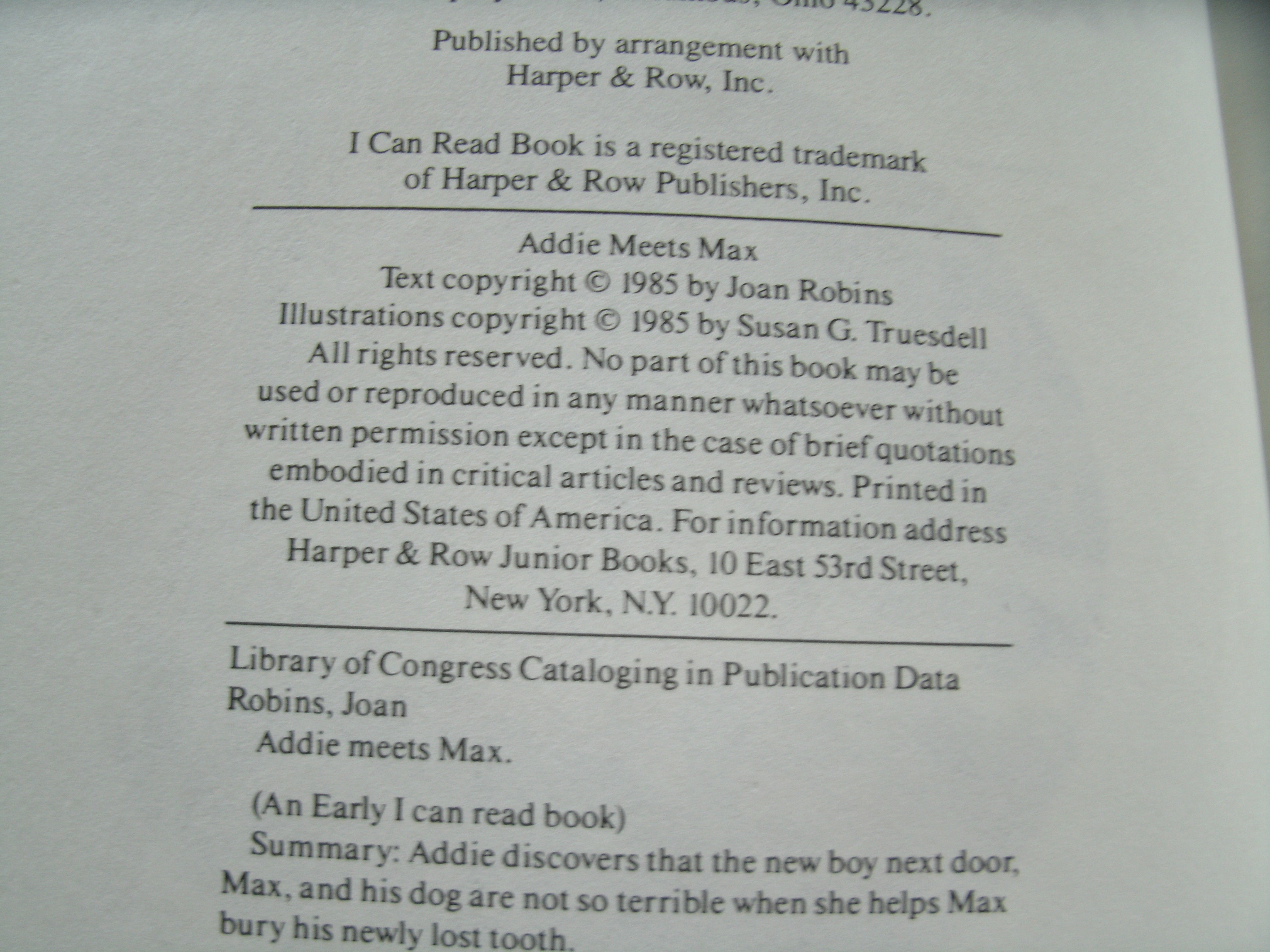 Addie Meets Max, Joan Robins, Weekly Reader, I Can Read Book, Vintage ...