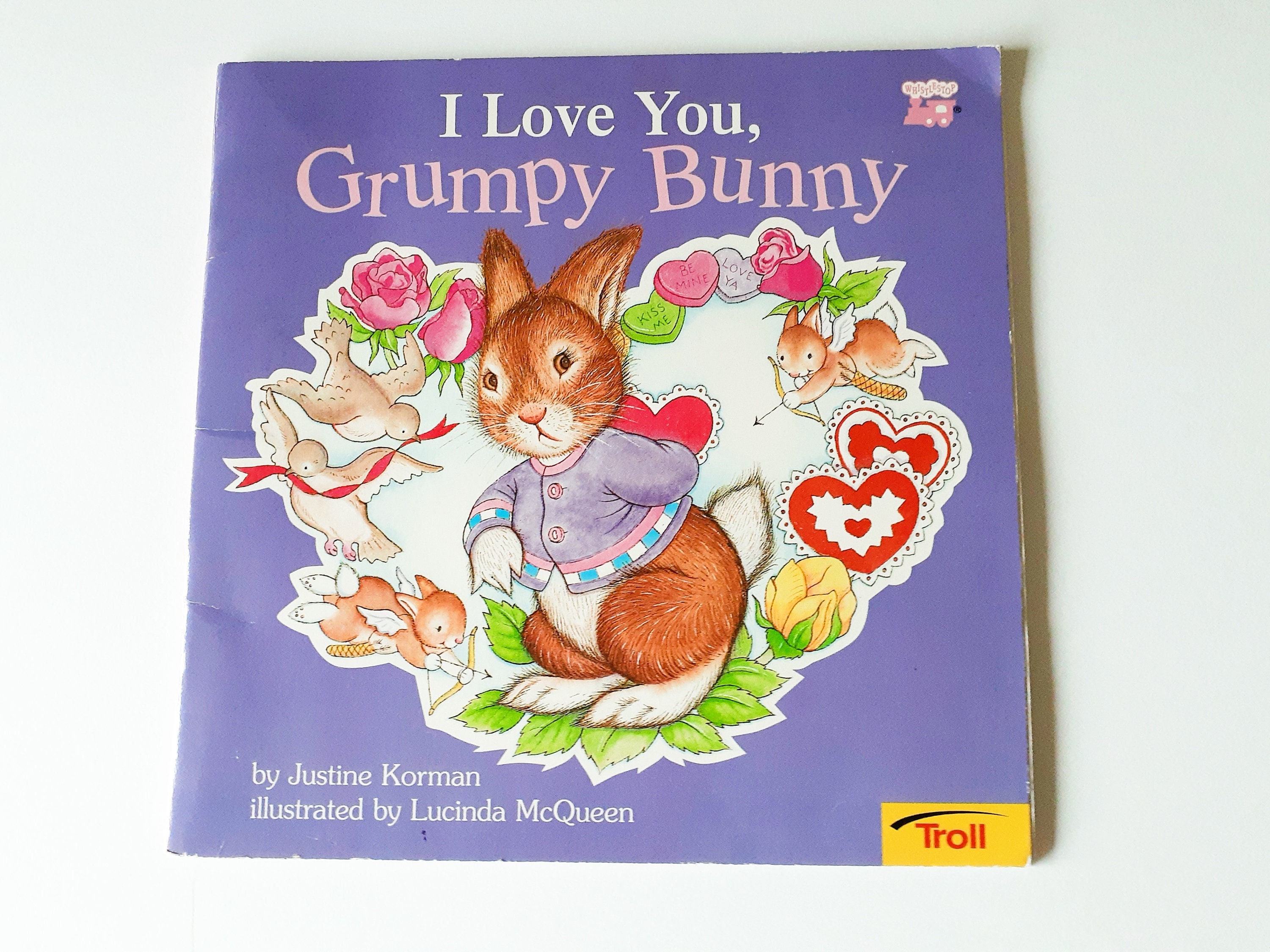 Grumpy Bunny With Roses I Love You Grumpy Bunny, Justine Korman, 1997, Vintage 90s Kids Book ...