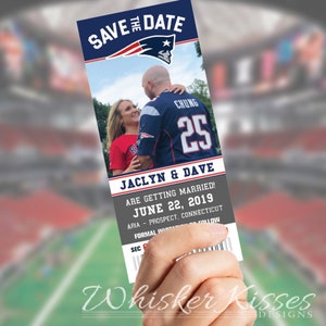 Save the Date Football Wedding, Baseball Wedding, Hockey Wedding, Basketball Wedding, Save the Date Ticket, Save the Date Magnet, Any Team