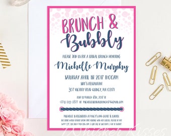 Brunch and Bubbly Bridal Shower, Bridal Shower Wedding Invitation, Miss to Mrs, Bridal Brunch, Professionally Printed and Designed