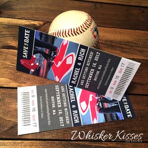 Save the Date Ticket or Magnet, Sports Wedding, Football Wedding, Baseball Wedding, Hockey Wedding, Basketball Wedding, Any Team Choice