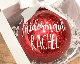 Bridesmaid Proposal Ornament, Maid of Honor, Matron of Honor, Flower Girl, Will You Be My Bridal Party Proposal Christmas Ornament