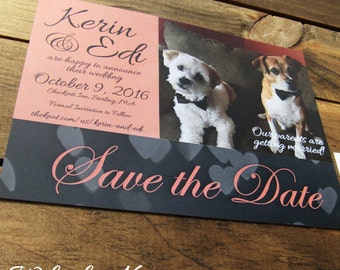 Save the Date Postcard Wedding Announcement, Include your Pet or Engagement Photo, Black Tie, Formal Invitation, Magnet