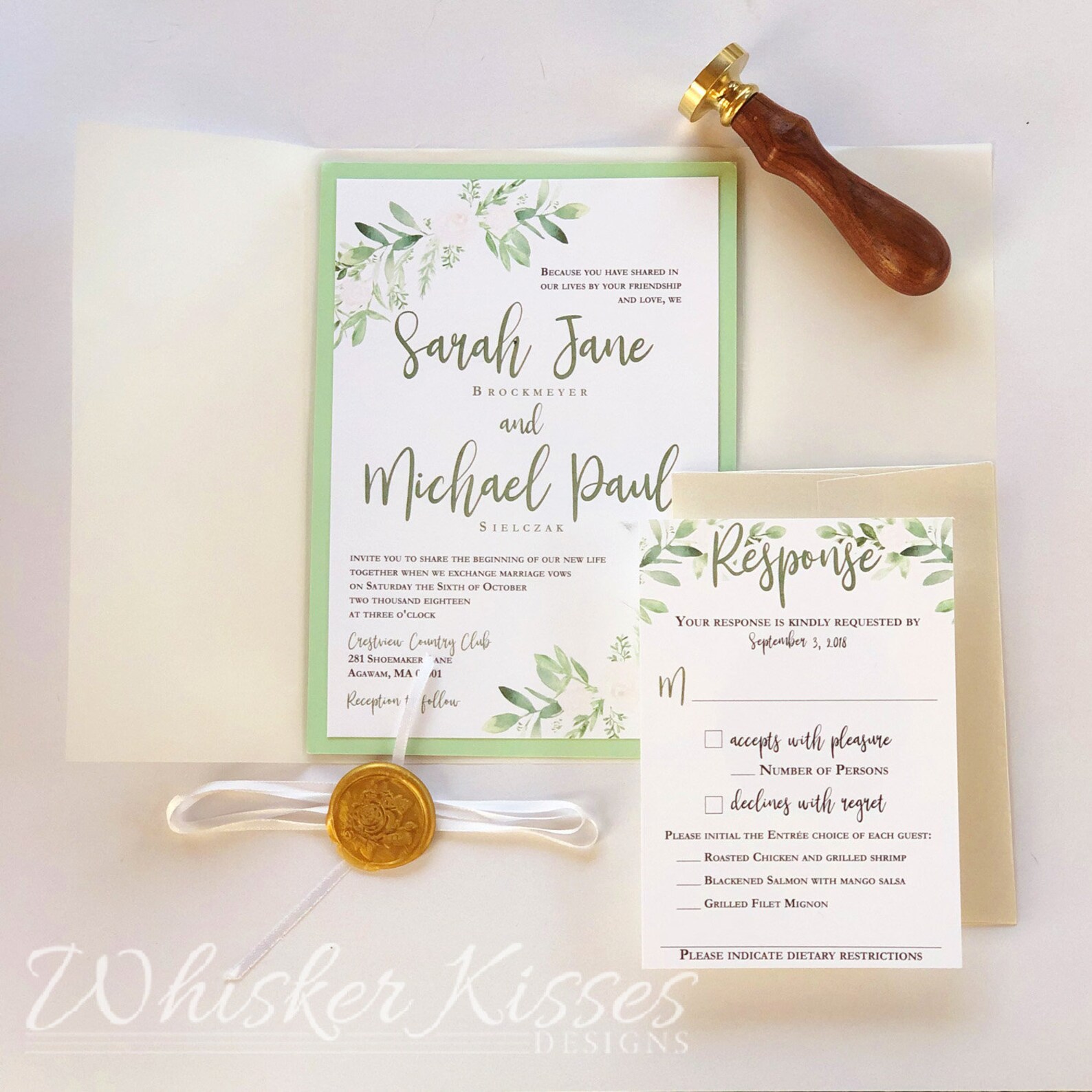 Vellum Wrap Wedding Invitation Rustic Greenery Wedding Etsy