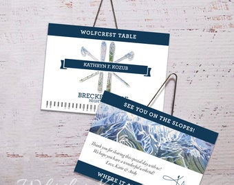 Ski Tag Wedding Escort Card, Our Greatest Adventure Wedding, Lift Ticket, Mountain, Skiing, Snowboarding, Place Settings, Name Cards