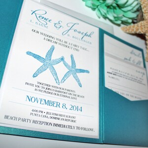 Married by the Sea Wedding Invitation, Beach Wedding, Starfish, Destination, Vacation, Travel, Island, Paradise, Barefoot, Caribbean