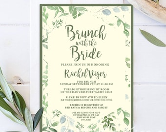 Bridal Shower Brunch, Greenery Wedding Shower, Bridal Shower Wedding Invitation, Bridal Brunch, Professionally Printed and Designed