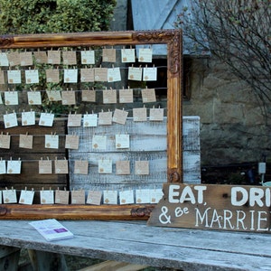 Rustic Wedding Place Cards, Flat Hanging Seating Cards, Twine and Burlap Wedding, Escort Card, Name Cards, Country, Barn, Flowers, Kraft