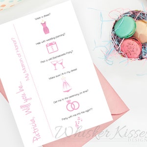 Cartão de proposta de festa de casamento, dama de honra, dama de honra, dama de honra, flor, PDF imprimível DIY ou impresso profissionalmente