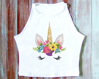 unicorn crop top hoodie