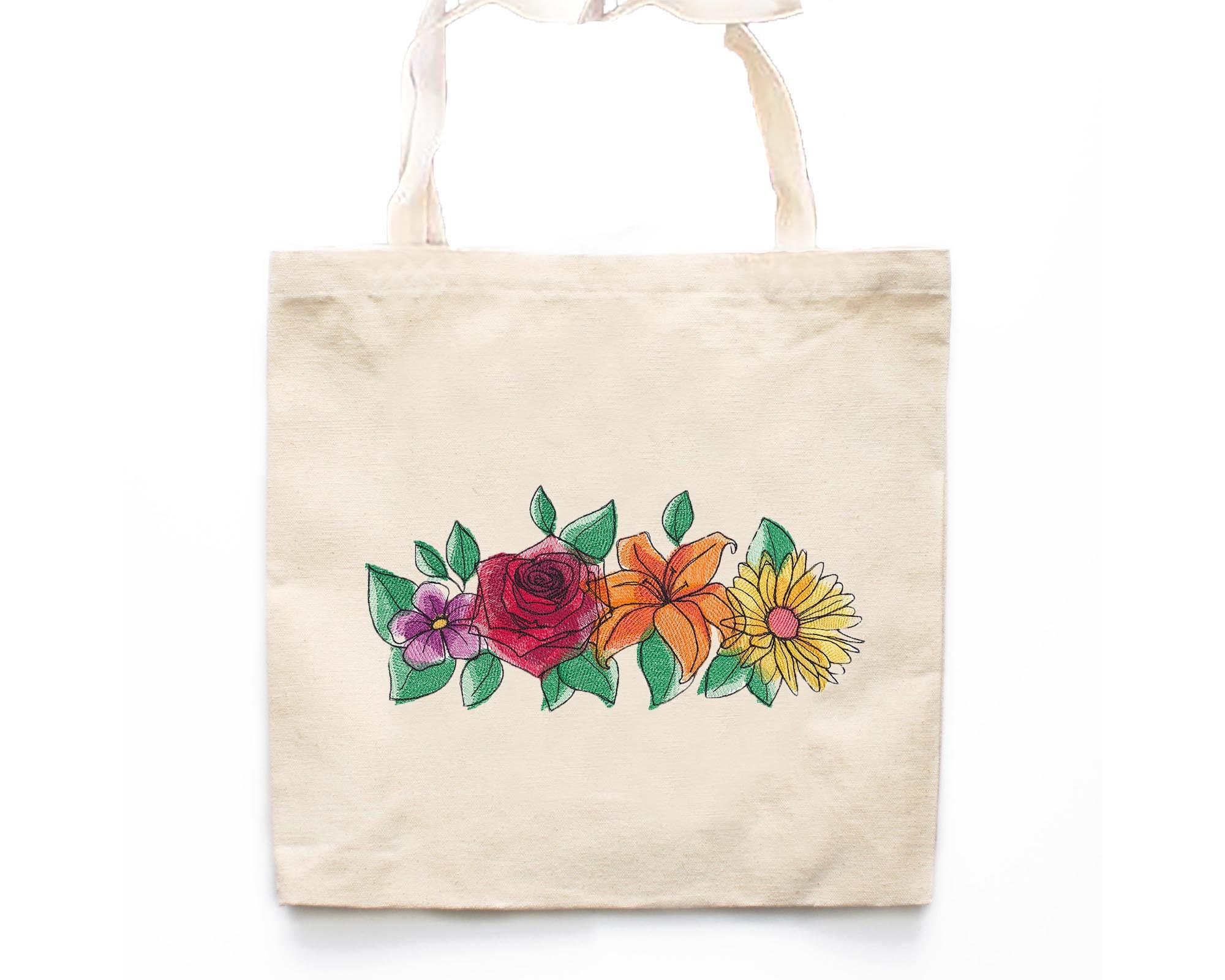Boho Flowers Tote Bag-Flower Market Bags-Canvas Tote | Etsy