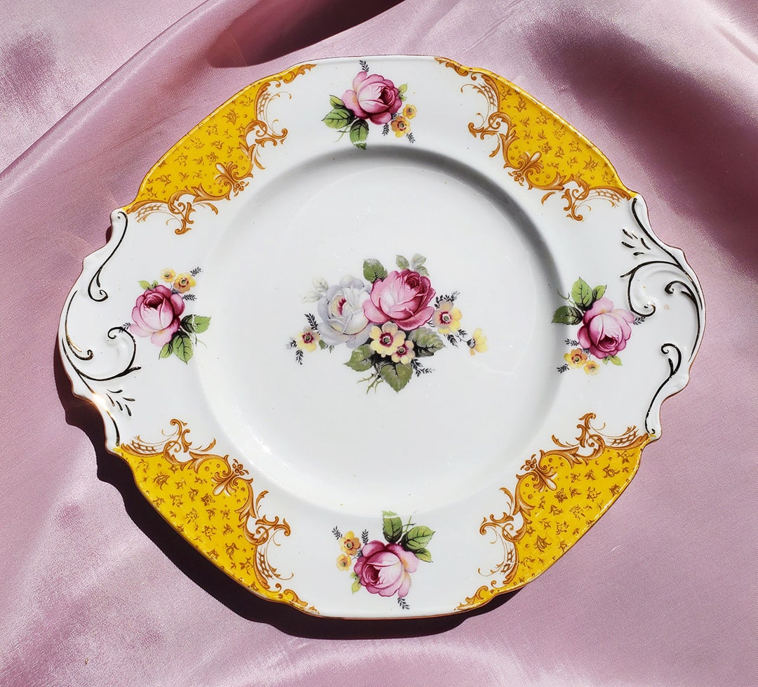 Paragon Rockingham Blue Rare Vintage 30's/40's Paragon Rockingham Variation Queen Mary Yellow ...