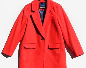 Women's J CREW Red Italian Mario Bellucci Wool/Cashmere Blend Winter Coat M - 43" Chest