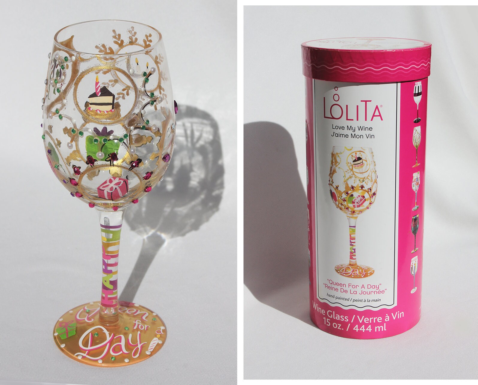Lolita Leopard Handpainted Stemless Wine Glass, 20 oz.