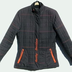 Men&#39;s Harley Davidson Lightweight Quilted Polyester Embroidered Logo Motorcycle Moto Jacket S Chest 36 inches