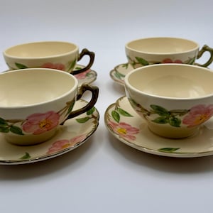 Vintage Franciscan Desert Rose Teacup And Saucer, Set Of 4, Made In USA
