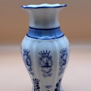 Delft Blue and White Handpainted Vase, 6”, Windmill