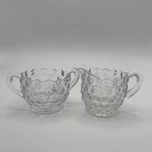 Vintage Fostoria American Clear Glass Sugar and Creamer Set