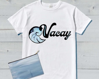 Beach Vacay Tee, Sublimation, PNG, Family Vacation, Shells, Adventure, Ocean, Hand Painted, Reunion, Summer Tee, Spring Break, Gifts