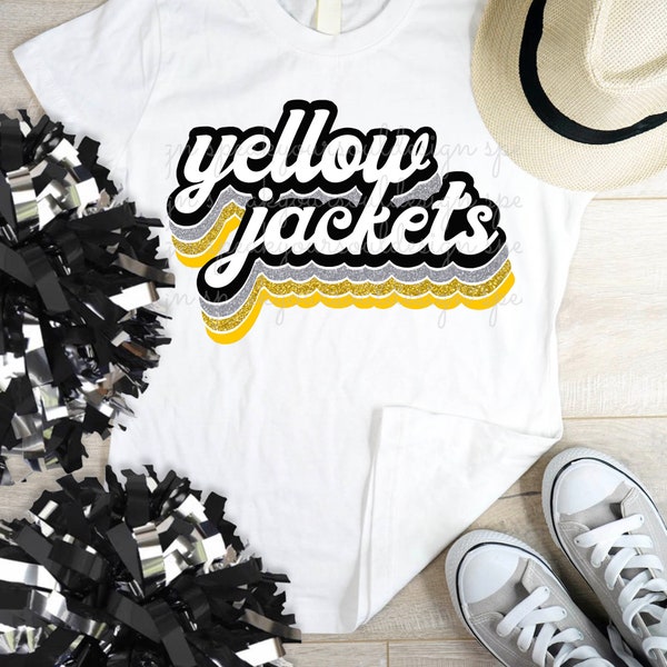 Yellow Jackets, Team Colors, Cheer, School Spirit, PNG, JPG, Sublimation, Screen Print, School Shirt, Team Shirt, Sports, Black and Gold
