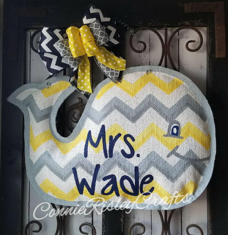 welcome wreath cute for child/'s room or birthday decoration. personalized Whale burlap door hanger
