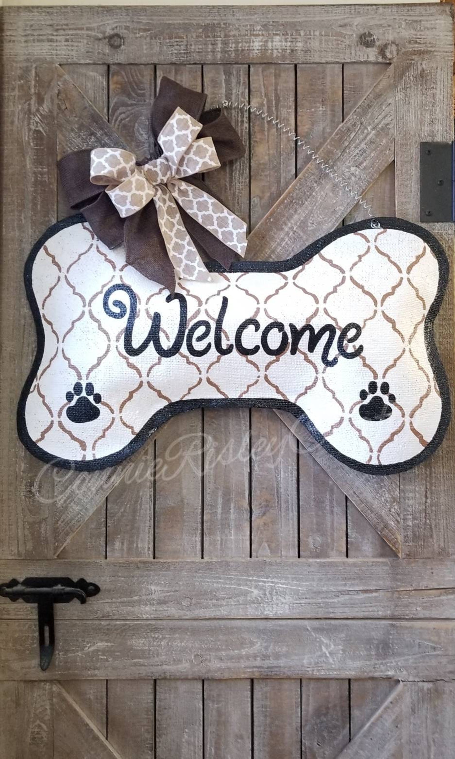 Dog Bone Burlap Door Hanger Decoration and Wreath Replacement Etsy