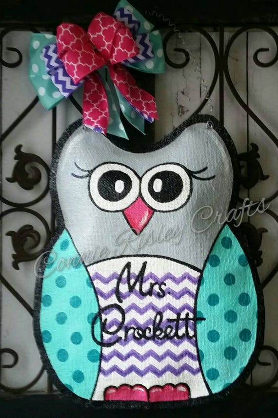 Owl Burlap Door Hanger Decoration And Wreath Replacement Etsy