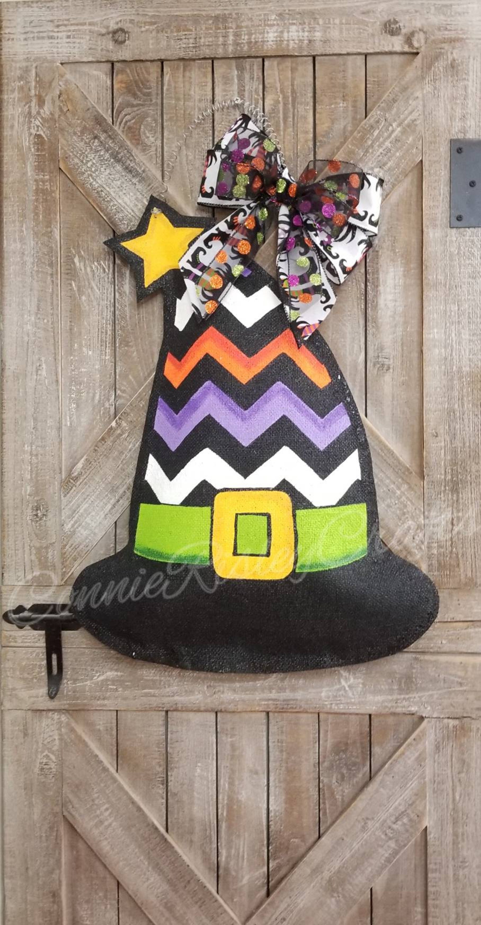 Witch Hat Halloween Burlap Door Hanger. Door Decor Party Etsy
