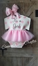 Baby announcement door hanger, hand painted burlap, Hospital or Baby shower hanger, with pink polka dots and tutu, Baby girl Wreath 