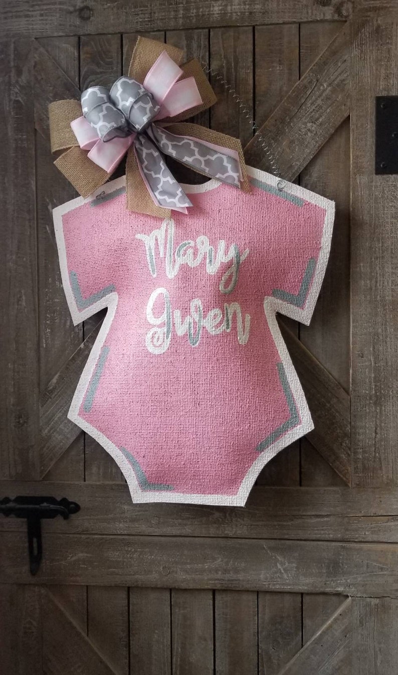 Baby Announcement Burlap Door Hanger Decoration and Wreath Etsy
