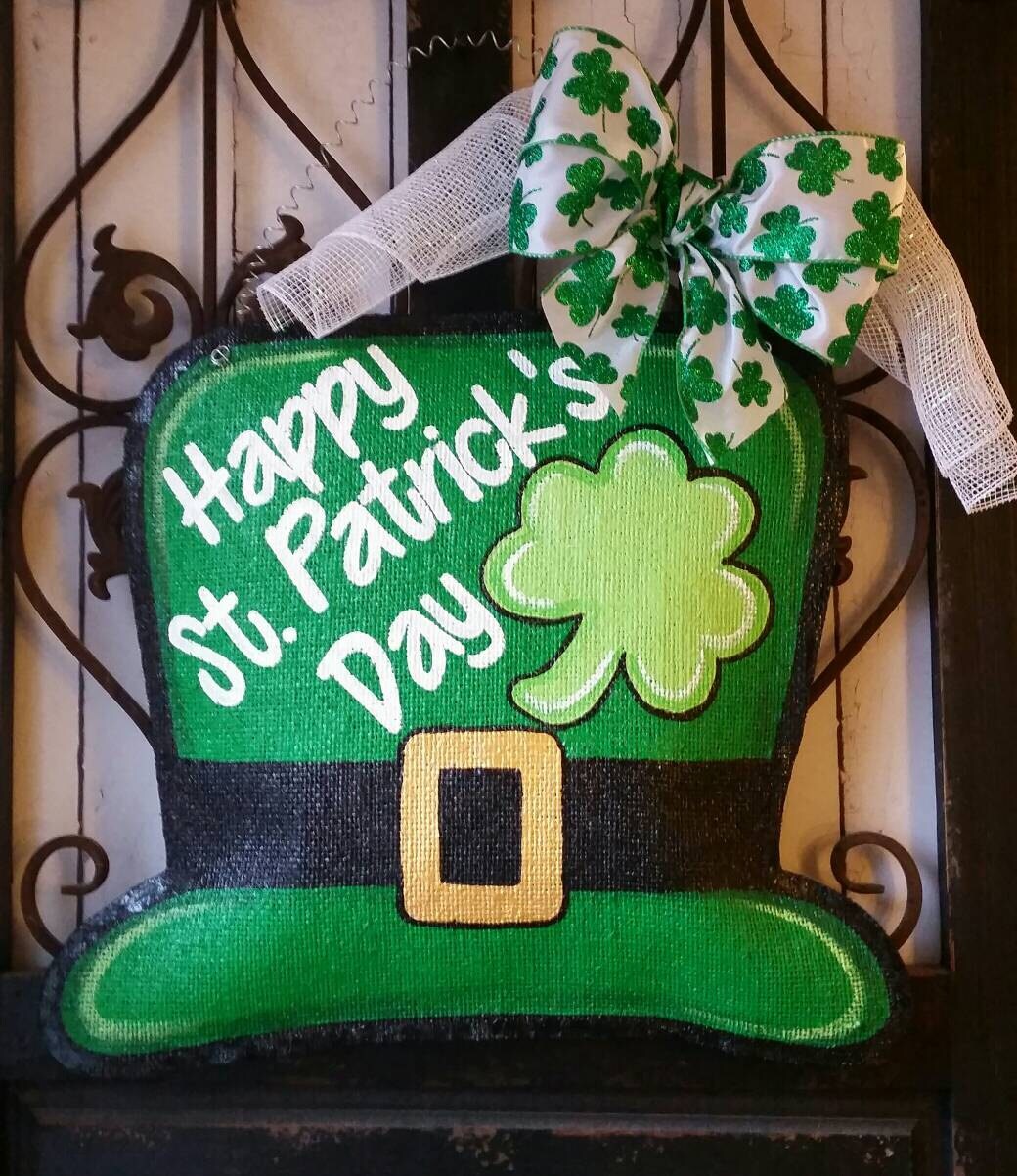 St. Patrick's Day Derby Burlap Door Hanger Decoration and ...