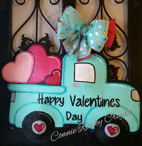 Valentine S Day Burlap Door Hanger Valentine S Etsy