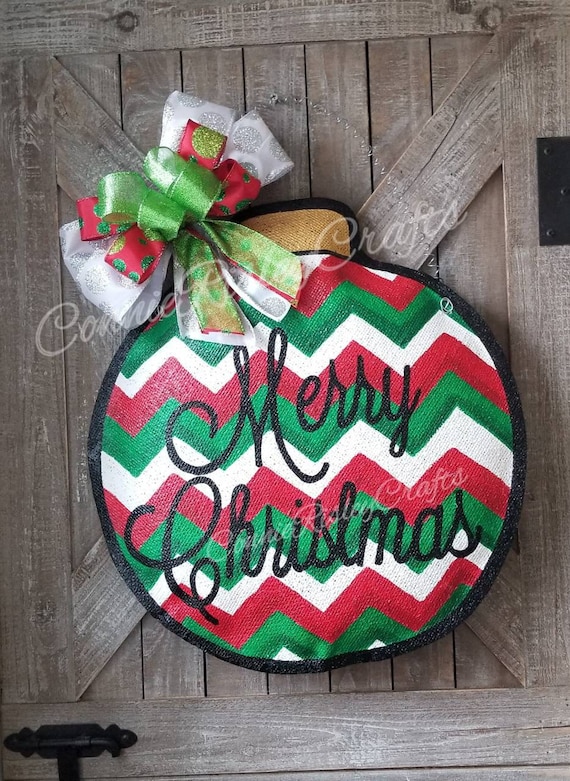 Christmas Ornament Burlap Door Hanger Christmas Wreath Etsy